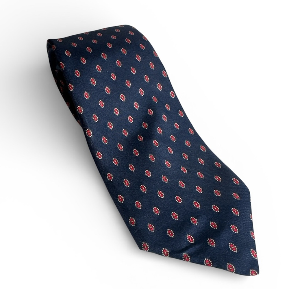 Vintage Rare Rick Bennett Navy Blue and Red Patterned 3" Tie